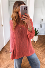 Load image into Gallery viewer, Coral Crochet Hollow-out Jumper Top Sweater - Fashion Queen -  3

