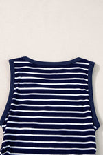 Load image into Gallery viewer, Black Stripe Contrast Round Neck Sleeveless Slim Top - Fashion Queen
