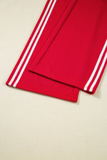 Load image into Gallery viewer, Fiery Red Varsity Striped Detail Crewneck Pullover Elastic Sweatpants 2pcs Outfit
