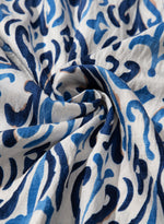 Load image into Gallery viewer, Sky Blue Boho Abstract Print Pintuck Detail Ruffled Top
