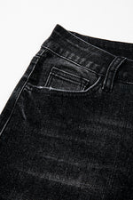 Load image into Gallery viewer, Carbon Grey Mineral Wash Raw Hem High Waist Flared Jeans
