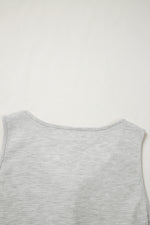 Load image into Gallery viewer, Light Grey Waffle Knit Sleeveless Buttoned Front Drawstring Waist Romper
