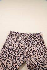 Load image into Gallery viewer, Khaki Leopard Print Ribbed Textured Knit Biker Shorts
