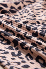Load image into Gallery viewer, Khaki Leopard Print Ribbed Textured Knit Biker Shorts
