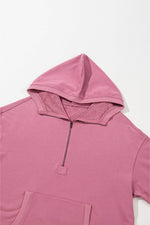 Load image into Gallery viewer, Light Grey Solid Kangaroo Pocket Half Zipper Oversized Hoodie - Fashion Queen

