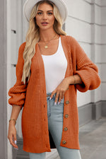 Load image into Gallery viewer, Gold Flame Button Front V Neck Chunky Cardigan Sweater
