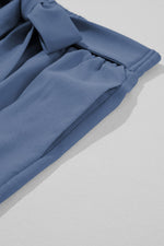 Load image into Gallery viewer, Sail Blue High Waisted Tie Front Side Pocket Wide Leg Flowy Casual Pants
