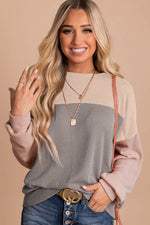 Load image into Gallery viewer, Multicolor Color Block Long Sleeve Ribbed Loose Top - Fashion Queen -  4
