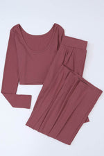 Load image into Gallery viewer, Black Solid Color Ribbed Crop Top Long Pants Set - Fashion Queen
