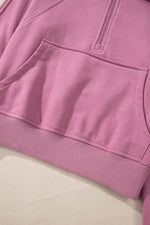 Load image into Gallery viewer, Valerian Quarter Zip Stand Neck Kangaroo Pocket Sweatshirt - Fashion Queen
