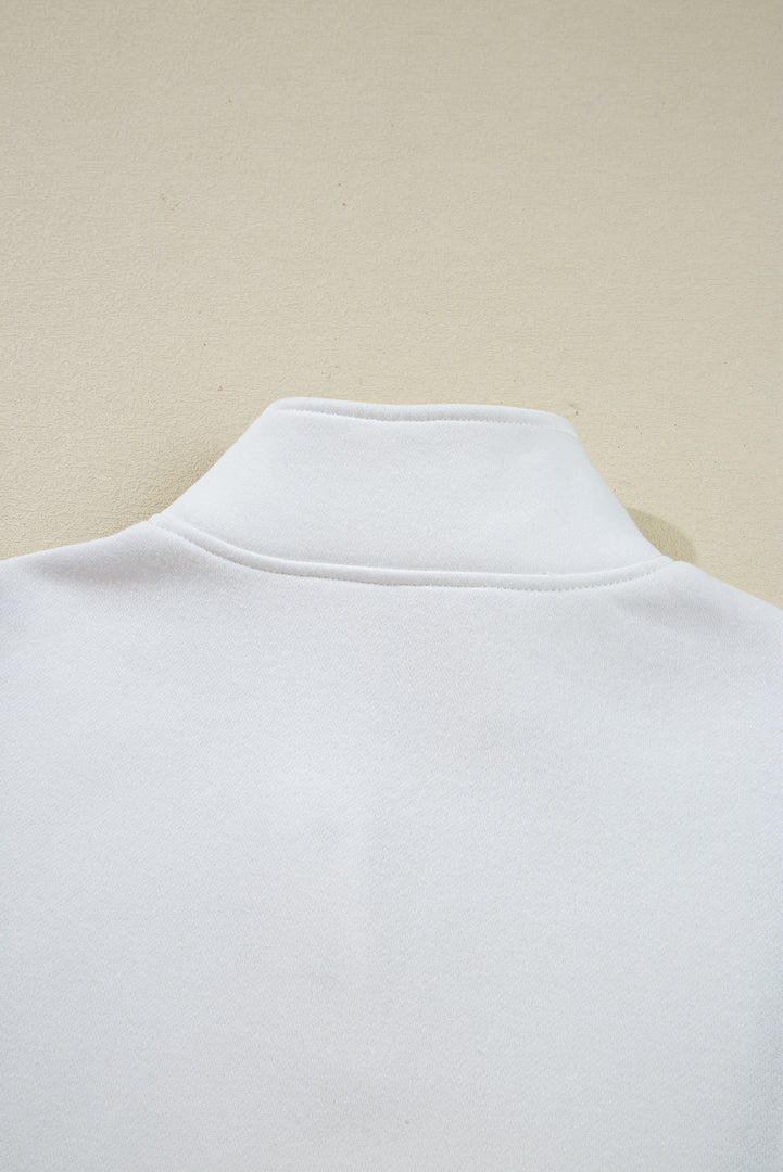 Pink Colorblock Patchwork Half Button Baggy Sweatshirt