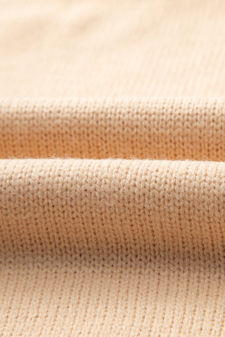 White Color Block Turtle Neck Drop Shoulder Knit Sweater