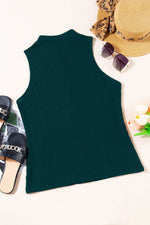 Load image into Gallery viewer, Light French Beige Lattice Textured Split Neck Tank Top - Fashion Queen
