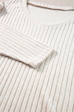 Load image into Gallery viewer, Black Ribbed Knit V Neck Slouchy Two-piece Outfit - Fashion Queen
