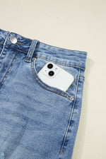 Load image into Gallery viewer, Myosotis Irregular Distressed Bottom Denim Midi Skirt
