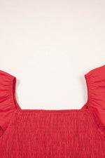Load image into Gallery viewer, Pink V Neck Flutter Sleeve Smocked Bodice High Waist Ruffle Maxi Dress - Fashion Queen

