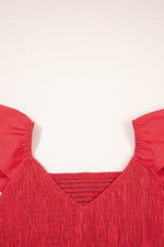 Load image into Gallery viewer, Pink V Neck Flutter Sleeve Smocked Bodice High Waist Ruffle Maxi Dress - Fashion Queen
