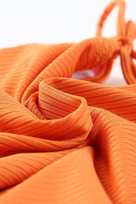 Load image into Gallery viewer, Sky Blue Orange Adjustable Straps Ribbed Knit One Piece Swimsuit - Fashion Queen
